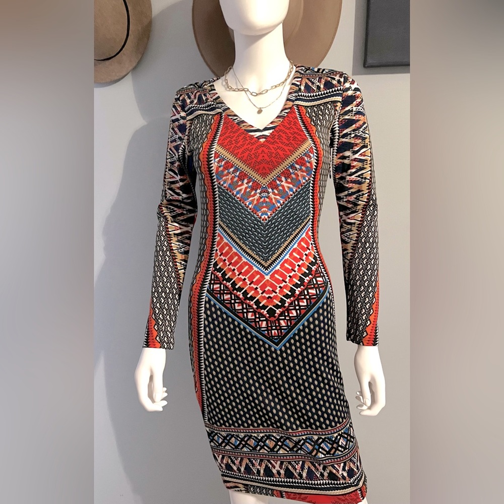 Long sleeve, knee length  body con midi Dress